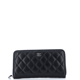 Chanel Zip Around Wallet Quilted Caviar Long