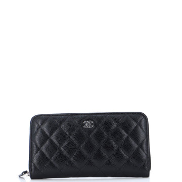 Chanel Zip Around Wallet Quilted Caviar Long