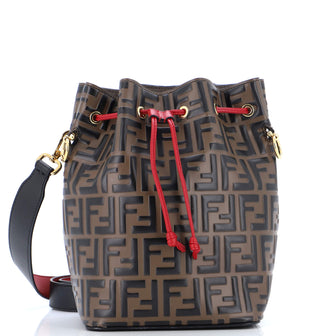 Fendi Mon Tresor Bucket Bag Zucca Embossed Leather Small