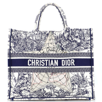 Christian Dior Book Tote Embroidered Canvas Large