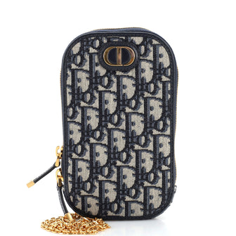 Christian Dior 30 Montaigne Phone Holder on Chain Oblique Canvas