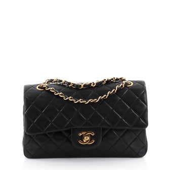 Chanel Vintage Classic Double Flap Bag Quilted Lambskin Small Black 2459401