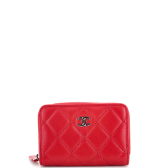 Chanel CC Zip Coin Purse Quilted Lambskin Small