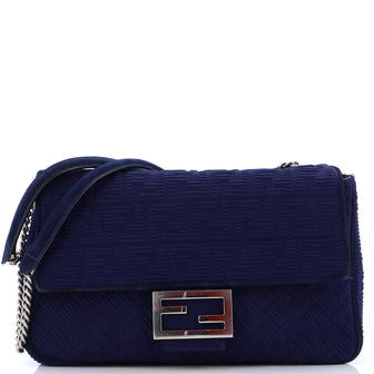 Fendi Midi Baguette Chain Bag Zucca Technical Mesh Large