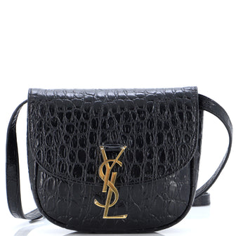 Saint Laurent Kaia Shoulder Bag Crocodile Embossed Leather Small