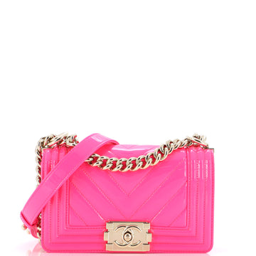 Chanel Boy Flap Bag Chevron Patent Small