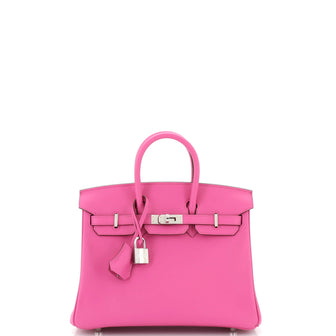 Hermes Birkin Handbag Pink Swift with Palladium Hardware 25