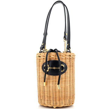 Gucci Horsebit 1955 Bucket Bag Wicker and Leather Small
