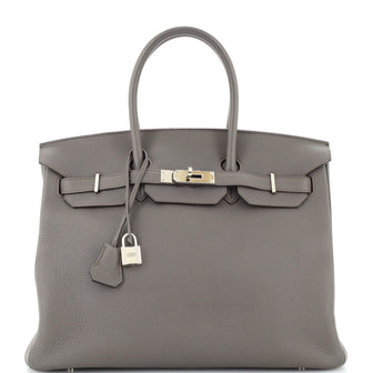 Hermes Birkin Handbag Grey Togo with Palladium Hardware 35