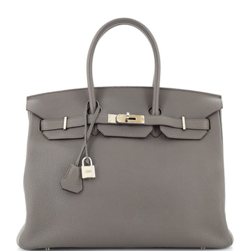 Hermes Birkin Handbag Grey Togo with Palladium Hardware 35