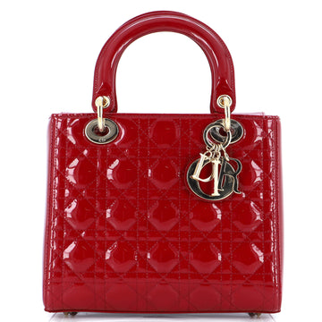 Christian Dior Lady Dior Bag Cannage Quilt Patent Medium