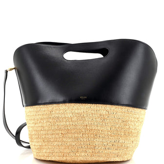 Celine Basket Bag Leather and Raffia Medium