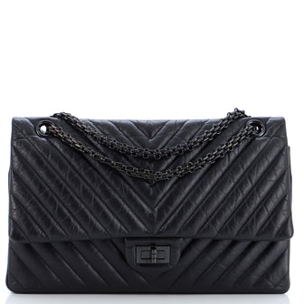 Chanel So Black Reissue 2.55 Flap Bag Chevron Aged Calfskin 226