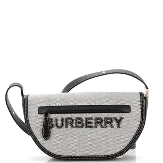Burberry Olympia Flap Bag Canvas with Leather Small