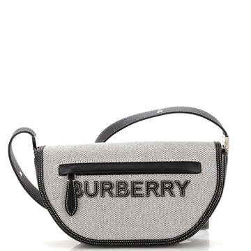 Burberry Olympia Flap Bag Canvas with Leather Small