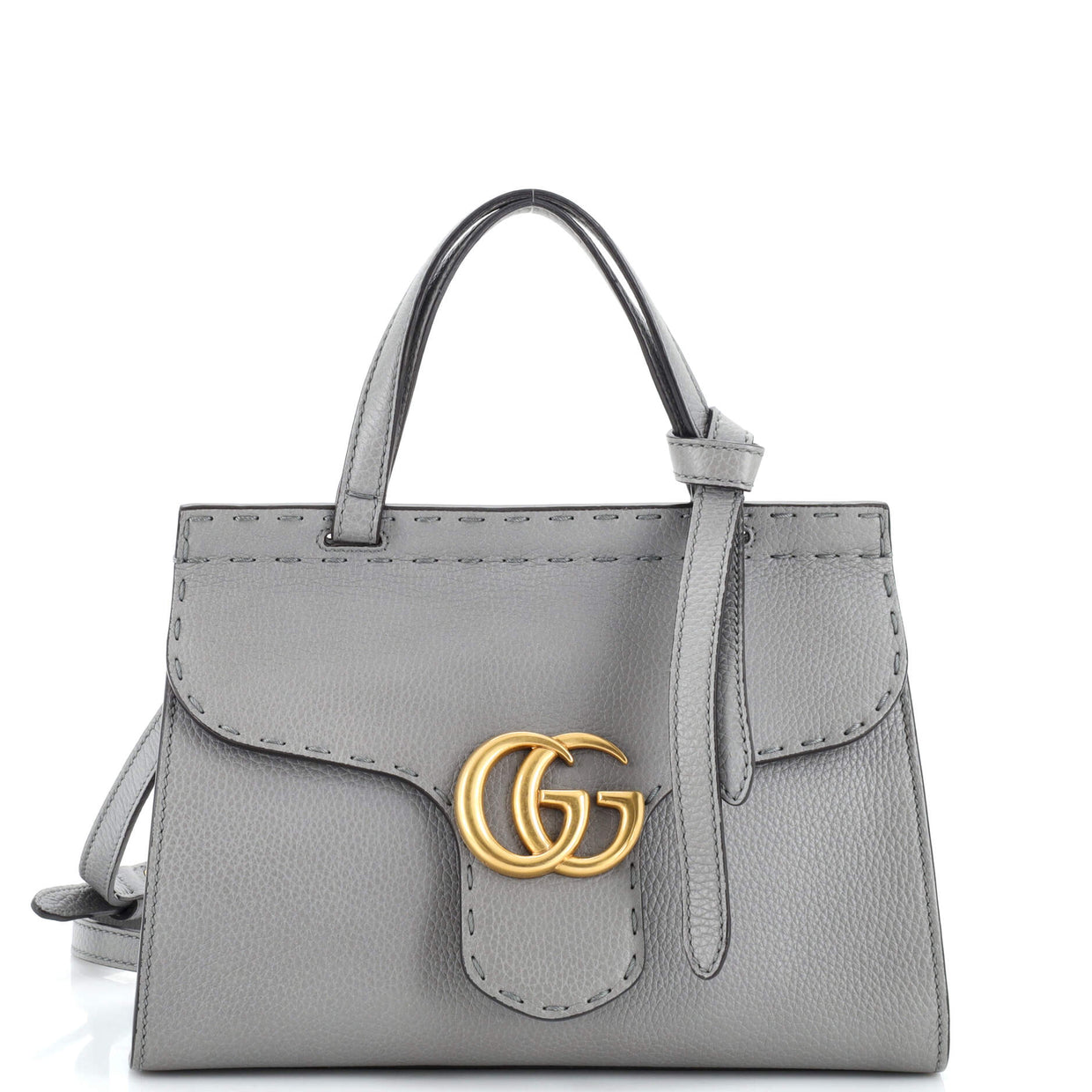 GUCCI 26S GG MARMONT BAG 16 IN WARM GRAY BROWN LAMBSKIN