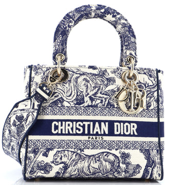 Christian Dior Lady D-Lite Bag Embroidered Canvas Medium