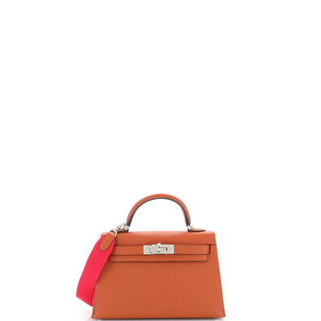 Hermes Kelly Mini II Amazone Handbag Brown Chevre Mysore with Palladium Hardware 20