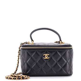 Chanel Classic Top Handle Vanity Case with Chain Quilted Lambskin Small