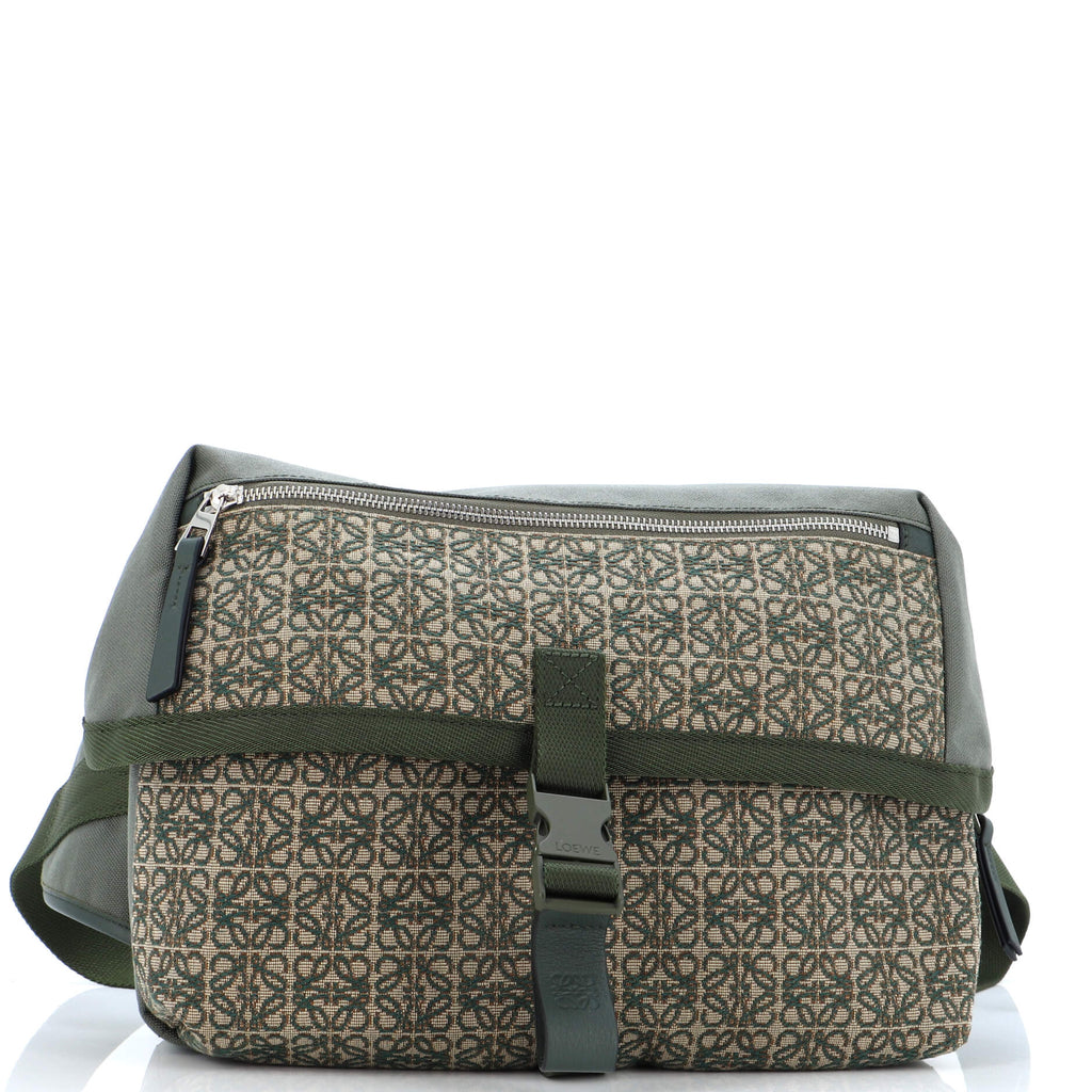 Loewe Postman Sling Bag Anagram Jacquard Green 24605326