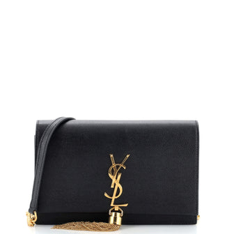 Saint Laurent Classic Monogram Tassel Crossbody Bag Grainy Leather Small