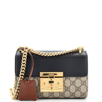Gucci Padlock Shoulder Bag GG Coated Canvas and Leather Small