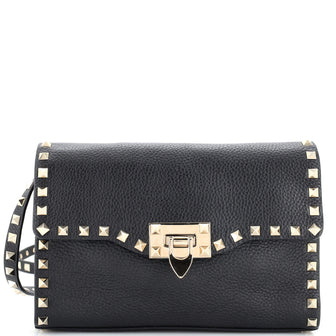 Valentino Garavani Rockstud Flip Lock Flap Bag Leather Medium