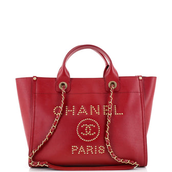 Chanel Deauville Tote Studded Caviar Small
