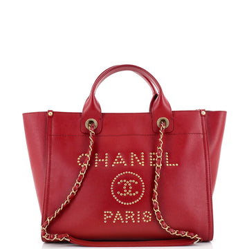 Chanel Deauville Tote Studded Caviar Small