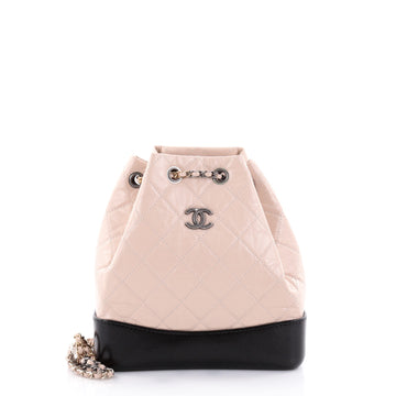 Chanel Gabrielle Backpack Quilted Calfskin Small Neutral