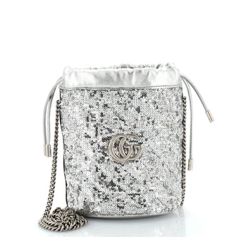 Gucci GG Marmont Bucket Bag Diagonal Quilted Sequins Mini