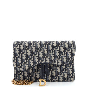 Christian Dior Saddle Chain Clutch Oblique Canvas