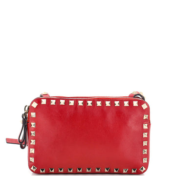 Valentino Garavani Rockstud Double Zip Crossbody Bag Leather Small