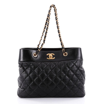 Chanel Soft Elegance Tote Quilted Distressed Calfskin Large Black 2461701