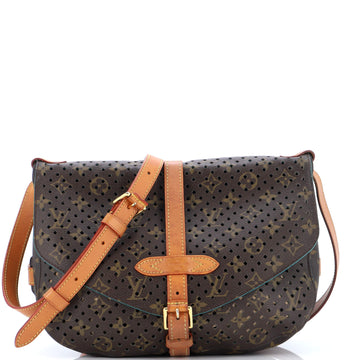 Louis Vuitton Flore Saumur Handbag Perforated Monogram Canvas