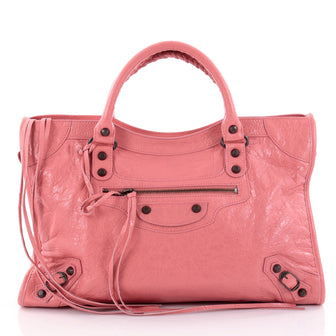 Balenciaga City Classic Studs Handbag Leather Medium pink 2462101