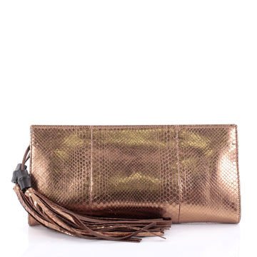 Gucci Nouveau Clutch with Tassels Python Large Neutral 2462201