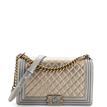 Chanel Boy Flap Bag Quilted Metallic Calfskin New Medium