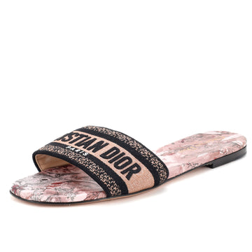 Christian Dior Women's Dway Flat Sandals Embroidered Canvas