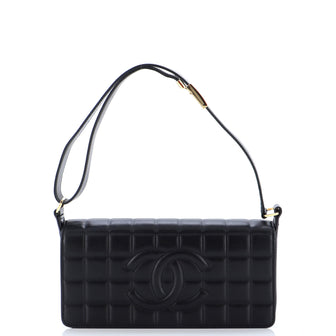 Chanel Chocolate Bar CC Flap Bag Quilted Leather East West