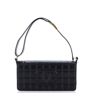 Chanel Chocolate Bar CC Flap Bag Quilted Leather East West