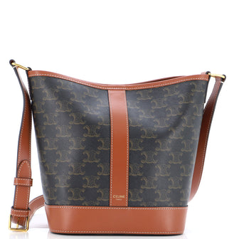 Celine Bucket Bag Triomphe Coated Canvas Small