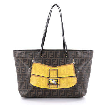 Fendi Roll Tote Printed Zucca Coated Canvas Medium Brown 2462801