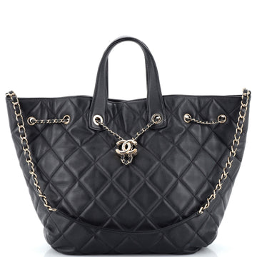 Chanel CC Dweller Drawstring Bucket Tote Quilted Lambskin Medium
