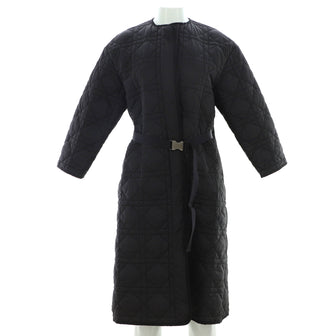 Christian Dior Women's Belted Long Coat Macrocannage Polyester