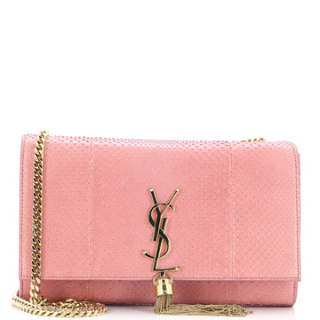 Saint Laurent Classic Monogram Tassel Crossbody Bag Python Embossed Leather Medium