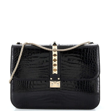 Valentino Garavani Glam Lock Shoulder Bag Alligator Large