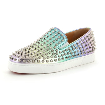 Christian Louboutin Women's Roller Boat Sneakers Spiked Ombre Leather