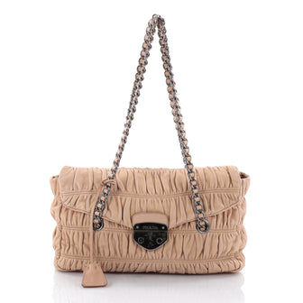 Prada Gaufre Flap Shoulder Bag Nappa Leather Medium Neutral 2463702