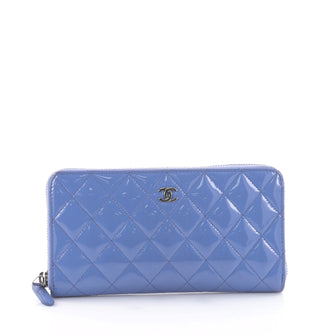 Chanel Zip Around Wallet Quilted Patent Long Purple 2463805